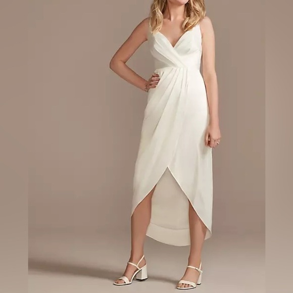 DB STUDIO hand-pleated spaghetti strap charmeuse slip dress - Picture 4 of 15